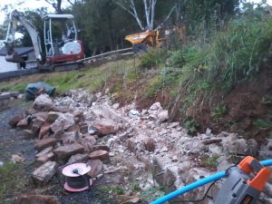 Backwell: retaining wall demolished and replaced...
