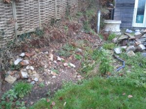 Nailsea: collapsing bank and drainage eyesore