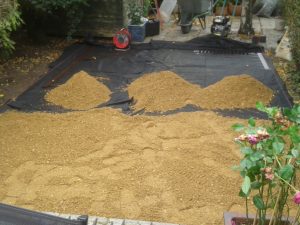 Thame, Oxfordshire, preparation for artificial grass