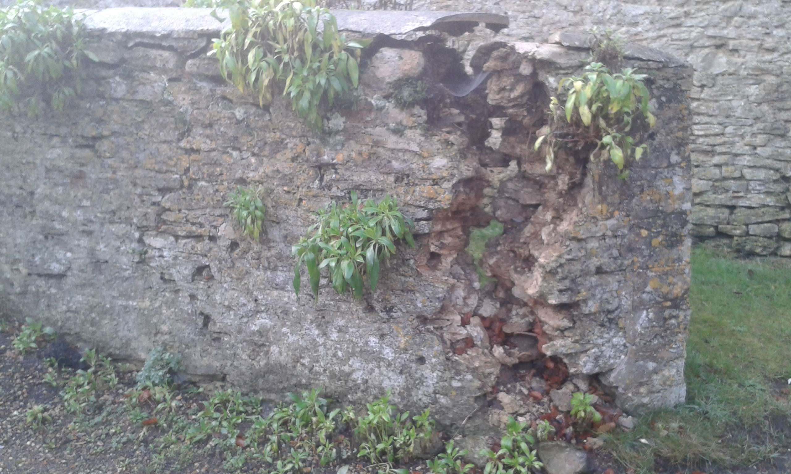 Frome: wall damaged by refuse lorry