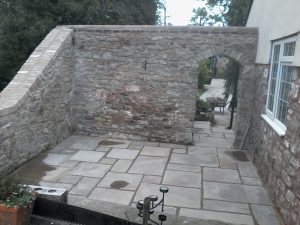new archway, restored walls & patio