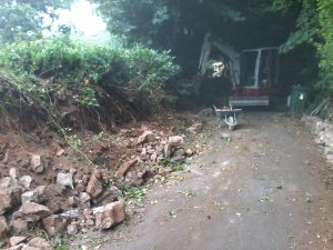 Wrington: demoliton of cracked entrance wall