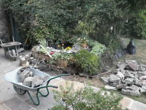 pond - surround wall rebuild