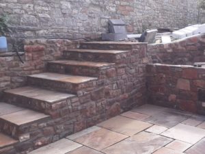 stone-worked and sandstone-paving to treads