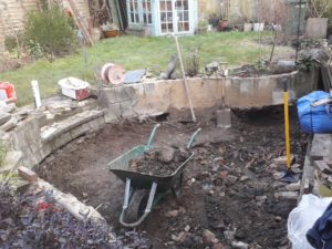 Bath - preparation for terrace, steps and wall restoration