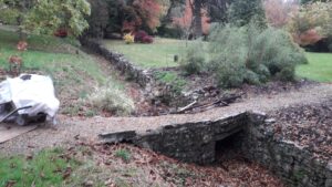 Wraxall Court, near Bristol : bridge and ha-ha in poor repair